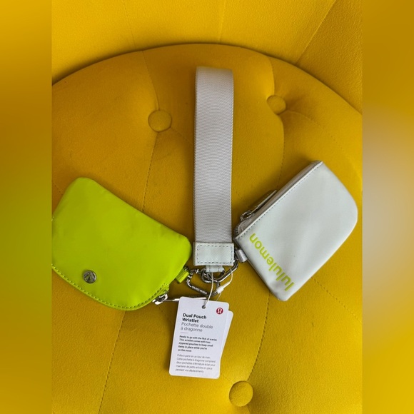 Lululemon Dual Pouch Wristlet in Yellow and White - Picture 1 of 5